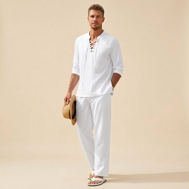 Richard Collection | Men's Lightweight Casual Summer Set with V-Neck Design | Breathable Fabric for Ultimate Comfort 4