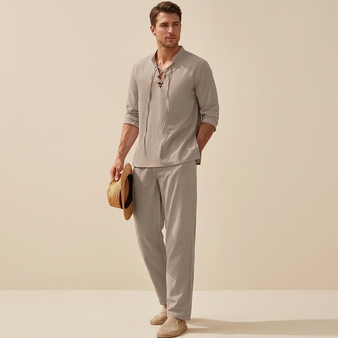 Richard Collection | Men's Lightweight Casual Summer Set with V-Neck Design | Breathable Fabric for Ultimate Comfort 5