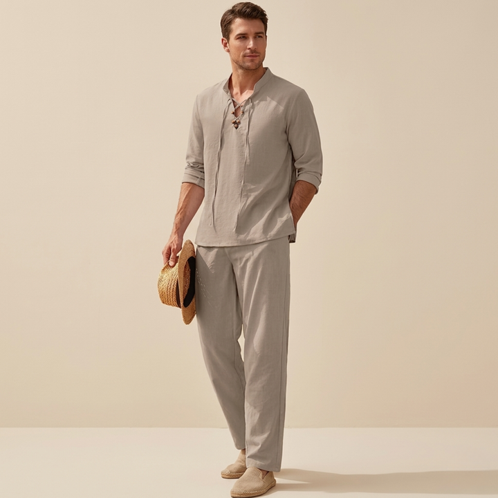 Richard Collection | Men's Lightweight Casual Summer Set with V-Neck Design | Breathable Fabric for Ultimate Comfort 5