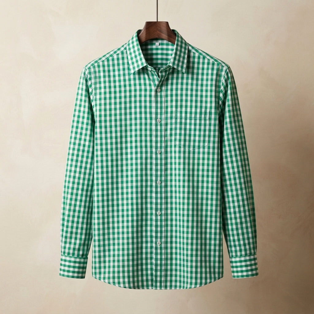 Stylish Casual Plaid Shirt with Unique 3D Printed Lapel for Versatile Wear 1