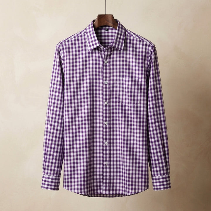 Stylish Casual Plaid Shirt with Unique 3D Printed Lapel for Versatile Wear 2