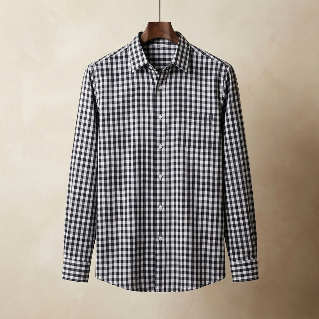Stylish Casual Plaid Shirt with Unique 3D Printed Lapel for Versatile Wear 6