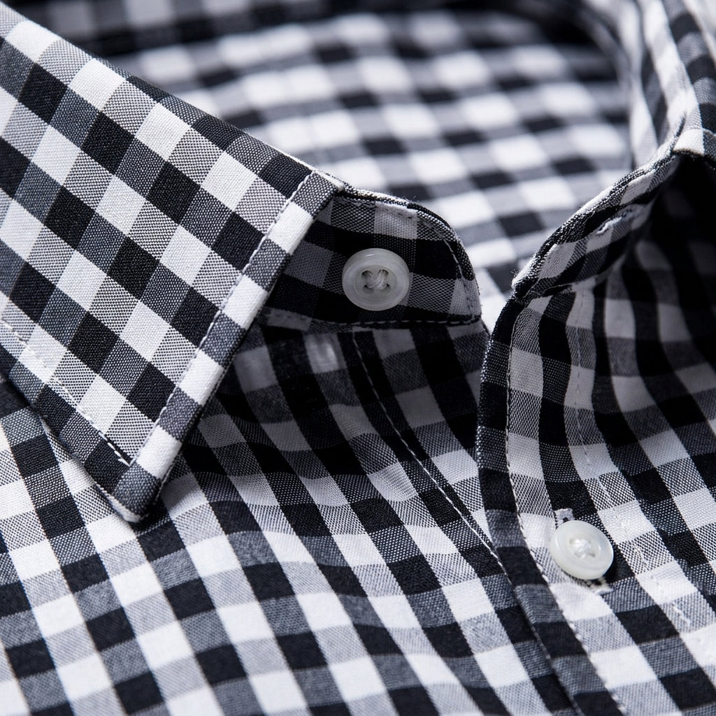 Stylish Casual Plaid Shirt with Unique 3D Printed Lapel for Versatile Wear 8