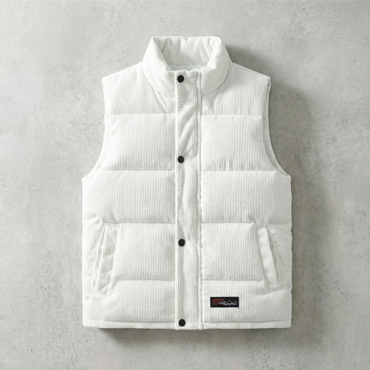 Stylish Corduroy Padded Vest with Zipper Closure for Comfort and Versatility 0