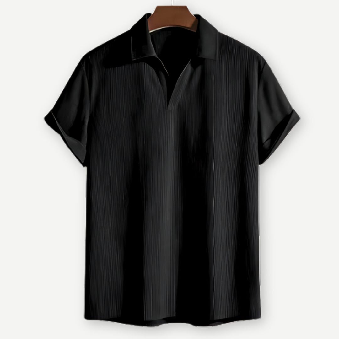 Stylish Ribbed Johnny Collar Polo Shirt with Soft Fabric for All-Day Comfort 1