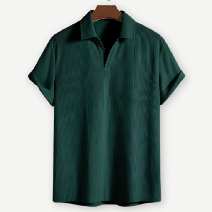 Stylish Ribbed Johnny Collar Polo Shirt with Soft Fabric for All-Day Comfort 2