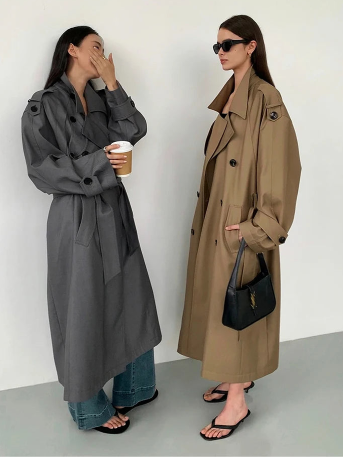 Stylish Trench Coat Women | Oversized Long Design with Detachable Waist Belt | Versatile Outerwear for All Seasons 2