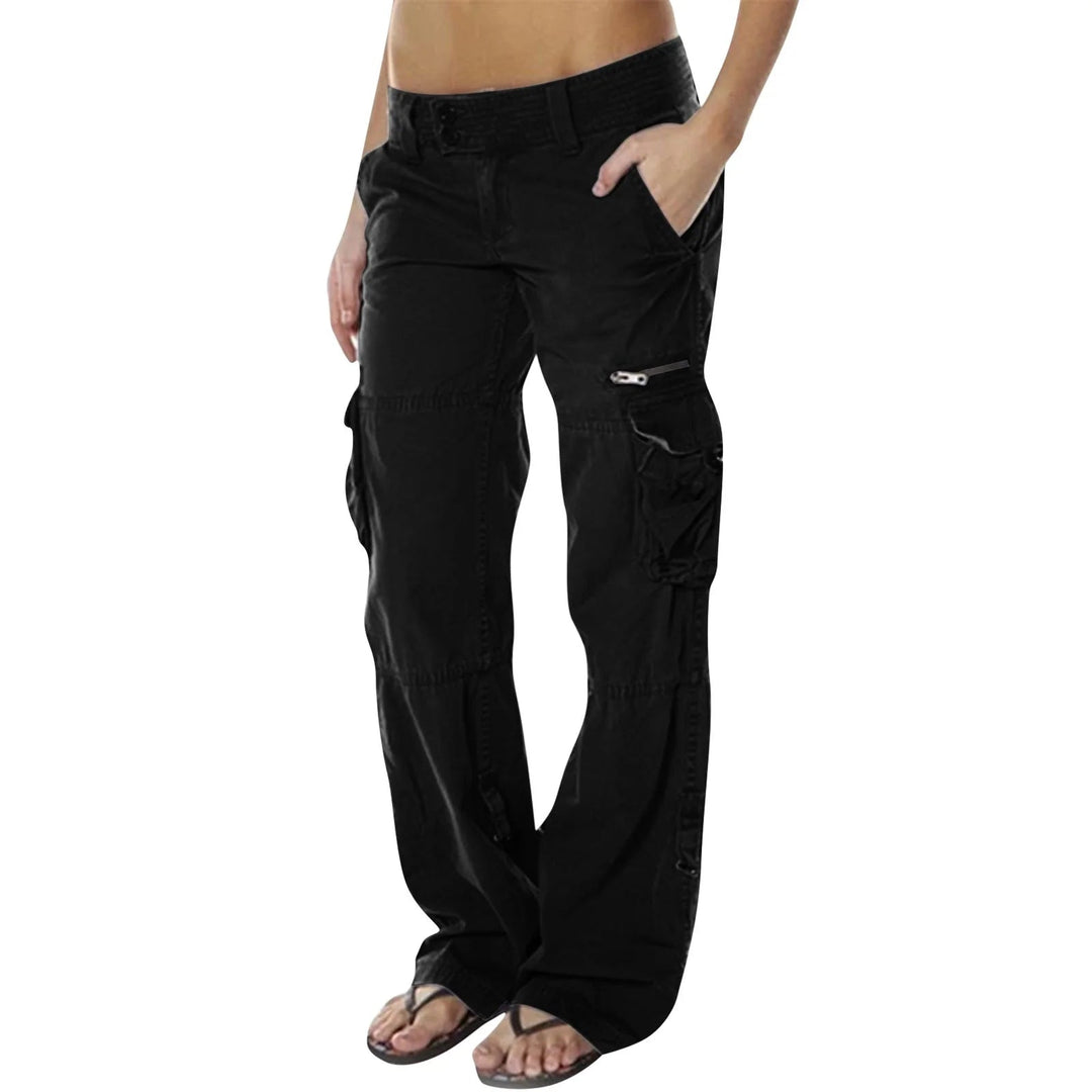 Urban Chic | Black Cargo Pants for Women with Utility Pockets & Drawstring Waist | Comfortable Fit for Everyday Style 1
