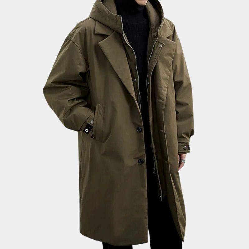 Urban Shield | Men's Trench Coat with Windproof Fabric | Longline Design for Cold Weather Protection 0