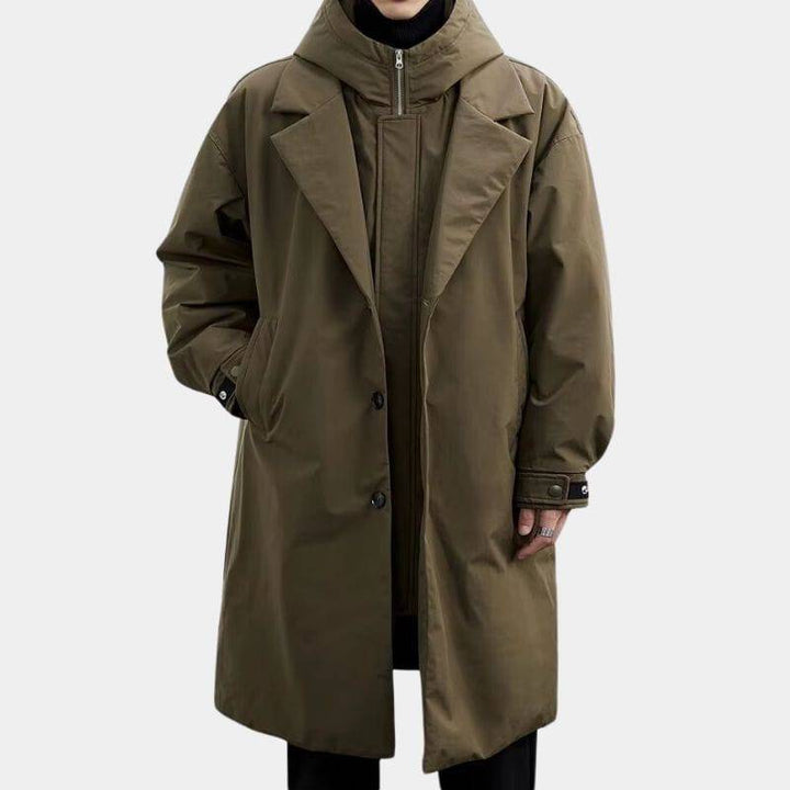Urban Shield | Men's Trench Coat with Windproof Fabric | Longline Design for Cold Weather Protection 1