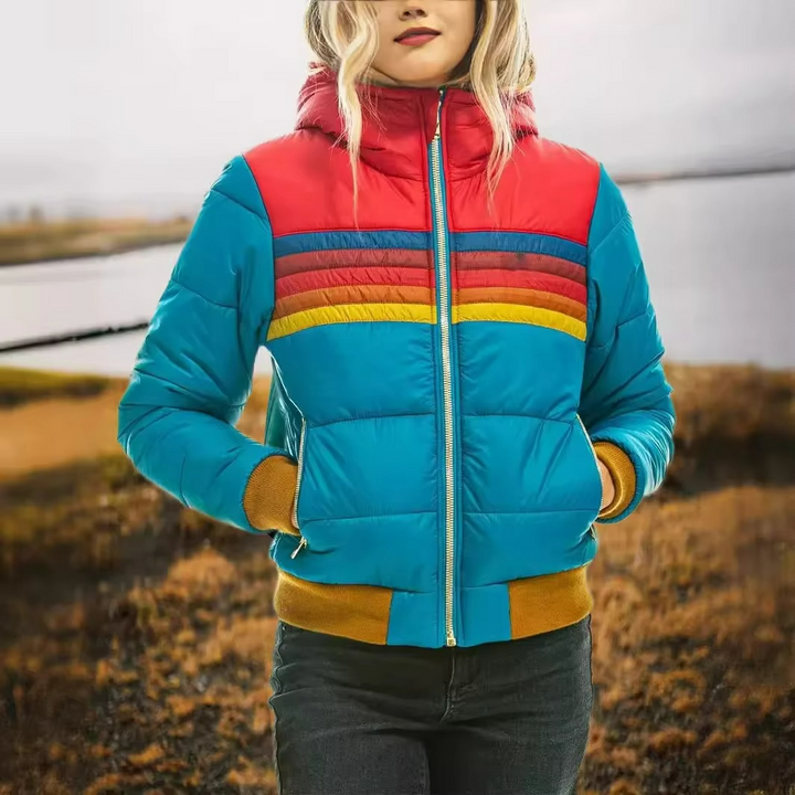 Vintage Style | Women's Puffer Jacket with High Collar & Ribbed Cuffs | Lightweight Insulation for Cold Weather Comfort 1