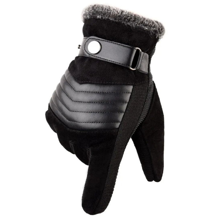 Winter Gloves | Touch Screen Compatible Leather Gloves with Insulation | Adjustable Wrist Strap for Maximum Warmth 0