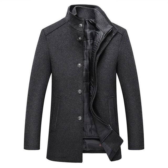 Wool Blend | Single Breasted Thick Coat with Mandarin Collar | Stylish Outerwear for Warmth and Comfort 3
