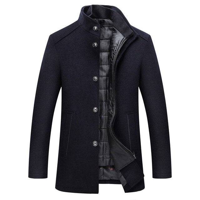 Wool Blend | Single Breasted Thick Coat with Mandarin Collar | Stylish Outerwear for Warmth and Comfort 4
